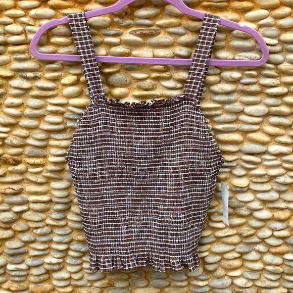 NWT Sanctuary Anthropologie Rushed Brown & White Cropped Tank Top. Small. New! - Picture 2 of 7